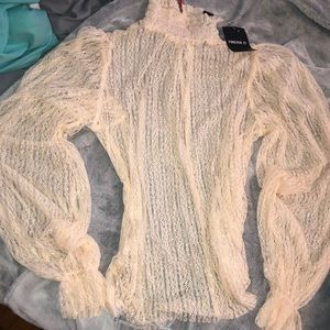 Puffed sleeve, lace peasant top